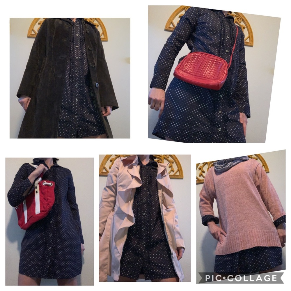 🦋Tommy Hilfiger Navy with White Polka Dots Dress
